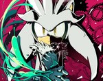 5_fingers anthro black_nose chest_tuft clothing fingers front_view fur gloves grey_body grey_fur handwear looking_at_viewer male red_background simple_background solo tuft white_clothing white_gloves white_handwear yellow_eyes bakaxorange sega sonic_the_hedgehog_(series) silver_the_hedgehog eulipotyphlan hedgehog mammal 2015 cel_shading digital_drawing_(artwork) digital_media_(artwork) restricted_palette shaded