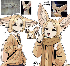 ^_^ ^o^ ambiguous_feral ambiguous_gender backpack big_ears blonde_hair bottomwear clothed clothed_female clothed_humanoid clothing eyelashes eyes_closed female feral front_view fully_clothed fully_clothed_female fully_clothed_humanoid fur gesture grey_eyes hair hair_bun hand_gesture humanoid_focus humanoidized inner_ear_fluff light_body light_skin looking_at_viewer monotone_hair multicolored_body multicolored_fur necktie open_mouth open_smile pale_skin pink_tongue pupils scarf side_view simple_background skirt smile smirk smug solo standing tail tan_body tan_fur tan_inner_ear tan_inner_ear_fluff tongue tongue_out topwear tuft two_tone_body two_tone_fur white_background yellow_clothing yellow_ears yellow_tail yellow_topwear gegegekman gegegek_(gegegekman) animal_humanoid canid canid_humanoid canine canine_humanoid fennec_fox fennec_humanoid fox fox_humanoid humanoid mammal mammal_humanoid true_fox 2025 colored digital_media_(artwork) half-length_portrait hi_res multiple_images portrait shaded signature simple_shading