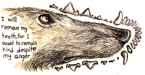 ambiguous_gender canine_teeth feral fur solo teeth text ink-the-artist borzoi canid canine canis domestic_dog hunting_dog mammal sighthound english_text traditional_media_(artwork)