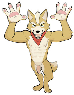 4_fingers abs anthro balls claws eyebrows finger_claws fingers flaccid front_view fur genitals green_eyes hair humanoid_genitalia humanoid_penis kerchief looking_at_viewer male muscular muscular_anthro muscular_male navel neckerchief neckwear nipples nude open_mouth open_smile pawpads pecs penis simple_background smile solo standing tail tan_body tan_fur tuft v-cut white_background jrjresq nintendo star_fox fox_mccloud canid canine fox mammal 2024 colored full-length_portrait hi_res portrait shaded