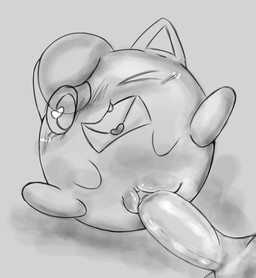 card fangs female genitals heart_eyes heart_symbol interspecies male male/female penetration pokephilia smile spread_legs spreading teeth vaginal vaginal_penetration vulva hoshi_kodomo game_freak nintendo pokemon generation_1_pokemon jigglypuff pokemon_(species) hi_res monochrome