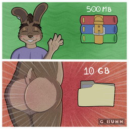 anthro belly brown_body brown_fur brown_hair butt clothed clothing computer ear_piercing electronics facial_piercing file folder folder_icon fur hair male meme_pose mohawk nose_piercing nude piercing ruborised simple_background solo tail g_bunn gunnar_(g_bunn) lagomorph leporid mammal rabbit invalid_tag hi_res meme