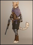 anthro clothing female gun holding_object holding_weapon poncho ranged_weapon riza_(spectronic) solo weapon spectronic felid leopard mammal pantherine hi_res