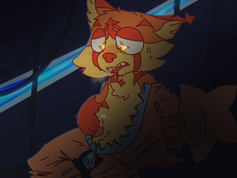 alone_in_the_room anthro fur male masturbation orange_body orange_fur solo space spacesuit impishstupidity domestic_cat felid feline felis mammal tabby_cat