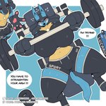 absolute_territory anthro athletic_wear barbell big_breasts bird's-eye_view blue_body blue_fur blush bodily_fluids bottomwear breasts bulge chest_spike clothing crying dialogue duo exercise female fur gym gym_bottomwear gym_shorts high-angle_view huge_breasts legwear male muscular muscular_anthro muscular_female muscular_male shorts speech_bubble spikes spikes_(anatomy) tears text thick_thighs thigh_highs weight_bench weightlifting workout yellow_body yellow_fur orangedog nintendo pokemon canid generation_4_pokemon lucario mammal pokemon_(species) 1:1 english_text hi_res
