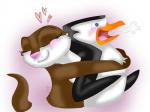 anthro black_body black_feathers blush brown_body brown_fur duo feathers female fur hug male male/female romantic romantic_couple lisathepengotter dreamworks madagascar_(series) nickelodeon the_penguins_of_madagascar marlene_(madagascar) skipper_(madagascar) avian bird mammal mustelid otter penguin 4:3