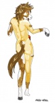 2003 anthro biped blush censored equid equine erection genitals hooves horse male mammal mosaic_censorship nude penis rear_view rimle_mike solo species_transformation standing tail transformation