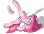 banana blue_eyes cutie_mark female feral food fruit hair long_hair magic navel nipples open_mouth pink_hair plant solo spread_legs spreading tail tape teats tongue tg-0 friendship_is_magic hasbro my_little_pony pinkamena_(mlp) pinkie_pie_(mlp) earth_pony equid equine horse mammal pony