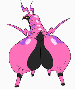 all_fours antennae_(anatomy) bedroom_eyes big_butt black_body black_eyes butt female female_feral feral glistening glistening_body hooves lidded_eyes looking_at_viewer looking_back looking_back_at_viewer markings mouthless multicolored_body narrowed_eyes pink_body presenting presenting_hindquarters purple_body quadruped rear_view seductive simple_background small_tail solo tail white_background wide_hips yellow_sclera lewdicrousart nintendo pokemon generation_5_pokemon pokemon_(species) scolipede