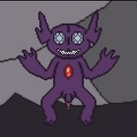 balls bodily_fluids cave cum cum_drip dripping gem gem_eyes genital_fluids genitals grin humanoid_genitalia humanoid_penis male penis precum purple_balls purple_body purple_penis simple_background small_penis smile solo teeth toridiaz nintendo pokemon generation_3_pokemon pokemon_(species) sableye digital_media_(artwork) low_res pixel_(artwork)