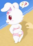 anthro beach bikini blush cherry clothing dessert female food fruit fur ice_cream ice_cream_cone pink_clothing pink_swimwear plant question_mark scut_tail seaside short_tail solo swimwear tail two-piece_swimsuit white_body white_fur masterlinkx jewelpet sanrio sega sega_fave ruby_(jewelpet) hare japanese_hare lagomorph leporid mammal rabbit hi_res