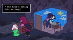 2_horns ambiguous_gender anthro armor boots bovid box cape caprine car clothing container darkner deltarune female floppy_ears footwear furniture goat group hi_res homunculus100 horn human humanoid kiss_on_lips kris_(deltarune) licking male mammal ralsei scalie shoes spamton_g._spamton susie_(deltarune) table tongue undertale_(series) vehicle