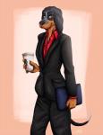 anthro clothed clothing female smile solo suit wolfpsalm brandy bluetick_coonhound canid canine canis coonhound domestic_dog hunting_dog mammal scent_hound 2017 digital_media_(artwork) hi_res