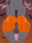 anthro anus atlas_(oc) balls butt genitals hair holidays jack-o'-lantern looking_at_viewer looking_back male nude penis presenting presenting_anus presenting_hindquarters pumpkin_butt raised_tail simple_background solo spreading tail text chapaevv halloween fan_character avian bird corvid corvus_(genus) crow oscine passerine 3:4 absurd_res digital_media_(artwork) hi_res