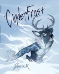 5_fingers abs anthro antlers athletic athletic_anthro black_nose blue_eyes chest_tuft cinderfrost comic countershading cover cover_art cover_page deer demicoeur digital_media_(artwork) english_text eyebrows fingers frost_(cinderfrost) fur grey_body grey_fur grey_hair grey_tail grin hair hi_res horn inner_ear_fluff looking_at_viewer male mammal markings multicolored_body multicolored_fur navel nude pecs shaded short_hair slim smile solo tail text tuft two_tone_body two_tone_fur two_tone_tail white_body white_fur white_tail