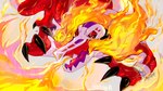 claws fire red_body solo vecher nintendo pokemon generation_9_pokemon pokemon_(species) skeledirge 16:9 hi_res widescreen