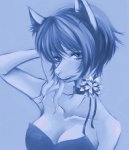 anthro breasts cleavage clothed clothing collar female flower looking_at_viewer plant solo kiyoshi third-party_edit final_fantasy final_fantasy_ix square_enix freya_crescent burmecian mammal rodent monochrome sketch