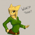 anthro blonde_hair brown_eyes clothing female fur hair jewelry necklace shirt solo topwear tunic yellow_body yellow_fur sentientsocks microsoft prequel_adventure the_elder_scrolls katia_managan felid khajiit mammal 1:1 digital_media_(artwork) shaded