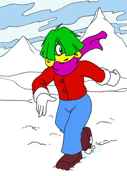 5_fingers anthro beak blue_body blue_bottomwear blue_clothing blue_pants blue_skin bottomwear brown_clothing brown_footwear brown_shoes clothing female fingers footwear gloves green_eyes green_hair hair handwear jacket mountain open_mouth pants purple_scarf red_clothing red_jacket red_topwear scarf shoes snow solo topwear walking white_clothing white_gloves white_handwear yellow_beak adamis zoe-the-pink-ranger fleetway_comics sega sonic_the_comic sonic_the_hedgehog_(comics) sonic_the_hedgehog_(series) tekno_the_canary avian bird canary finch oscine passerine 2011 artist_collaboration colored digital_drawing_(artwork) digital_media_(artwork) english_description