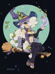anthro bell bell_collar breasts clothing collar druid female fur hat headgear headwear legwear magic magic_user medium_breasts smile smiling_at_viewer solo stockings thick_thighs tongue tribal_spellcaster under_boob witch_hat wool_(fur) waspsalad apricot_(konghuayingluo) bovid caprine mammal sheep hi_res