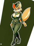 anthro breasts female military pose solo cranebear sek_studio squirrel_and_hedgehog lt._fox_vixen canid canine fox mammal 3:4 absurd_res hi_res pinup