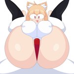 ambiguous_gender big_breasts big_butt blonde_hair breasts butt clothing duo female hair huge_breasts huge_butt inner_ear_fluff legwear nipple_outline open_mouth red_eyes shirt thick_thighs thigh_highs thong topwear tuft underwear white_body white_skin cytrusawa tsukihime type-moon neco-arc animal_humanoid cat_humanoid felid felid_humanoid feline feline_humanoid humanoid mammal mammal_humanoid absurd_res hi_res