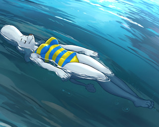 anthro clothed clothed_anthro clothed_female clothing colored_swimwear detailed_background female fur one-piece_swimsuit partially_submerged resting solo submerged_feet swimwear tail tail_tuft tuft water white_body white_fur white_skin white_tail white_tail_tuft diacordst nickelodeon paw_patrol delores_(paw_patrol) canid canine canis domestic_dog mammal poodle hi_res