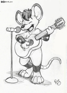 acoustic_guitar anthro electronics eyes_closed featureless_crotch front_view guitar logo male male_anthro microphone musical_instrument nude open_mouth open_smile playing_guitar playing_music plucked_string_instrument simple_background singing smile solo standing string_instrument teeth tongue young young_anthro young_male pandapaco mammal mouse murid murine rodent artist_logo full-length_portrait monochrome portrait signature sketch