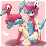 1:1 alternate_species armor artificial_intelligence beak clothing cosplay costume digital_creature duo female feral generation_2_pokemon hair headgear helmet human humanized low_res machine mammal nintendo pink_hair pokemon pokemon_(species) pokemon_costume porygon2 purple_eyes ranphafranboise robot