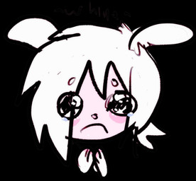 ambiguous_gender black_background bodily_fluids crying feral hair pink_face sad simple_background solo tears white_hair ogshrimpnut wynter_(fr34kpet) canid canine canis domestic_dog mammal