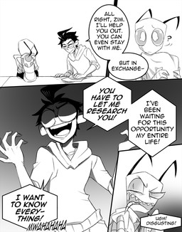 aged_up ahoge antennae_(anatomy) bald bed black_hair cleaning clothed clothing dialogue duo eyewear furniture glasses hair male not_furry on_bed pak simple_background sitting sitting_on_bed speech_bubble text topwear inimoose invader_zim nickelodeon dib_membrane zim_(invader_zim) alien alien_humanoid human humanoid irken mammal comic digital_media_(artwork) english_text hi_res monochrome