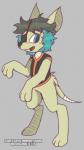 anthro bandage blue_eyes bright eye_patch eyewear looking_at_viewer lupidanimations nervous paws solo neonlink lupisvulpes canid canine canis domestic_dog fox mammal wolf comic