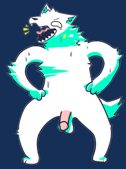 accident accidental_exposure anthro genitals humanoid_genitalia male solo yelling geijutsu_konran labirhin third-party_edit mau_makan_apa tobii_agustin canid mammal alpha_channel nude_edit