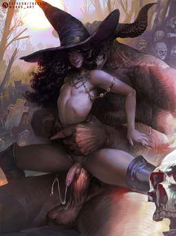 abs anal anal_penetration balls big_balls big_penis black_hair bodily_fluids bone clothing curly_hair curved_horn dripping erection eyes_closed fangs femboy genital_fluids genitals hair hat headgear headwear horn huge_balls huge_penis human_on_humanoid human_penetrated humanoid_genitalia humanoid_penetrating humanoid_penetrating_human humanoid_penis interspecies jewelry legwear looking_pleasured magic_user male male/male male_penetrated male_penetrating male_penetrating_male muscle_tone muscular muscular_humanoid muscular_male necklace open_mouth open_smile pecs penetration penis precum precum_drip precum_string red_body red_skin sex size_difference skull smile stiletto_nails stockings teeth tombstone vein veiny_penis witch witch_hat sabudenego human humanoid mammal