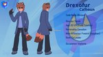 anthro biped clothed clothing coat drexofur_calhoun front_view fully_clothed gloves handwear lore male rear_view solo standing text topwear trenchcoat drexofur animal_humanoid canid canine humanoid mammal raccoon_dog tanuki 16:9 4k absurd_res digital_media_(artwork) english_text full-length_portrait hi_res model_sheet portrait widescreen