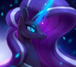 female feral hair horn long_hair multicolored_hair smile solo two_tone_hair rodrigues404 hasbro idw_publishing my_little_pony my_little_pony_(idw) mythology nightmare_rarity_(idw) equid equine mammal mythological_creature mythological_equine unicorn 2018 digital_media_(artwork)