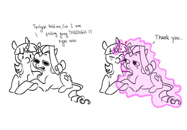 blush cuddling duo female female/female feral holding_arm horn magic simple_background telekinesis maxiima friendship_is_magic hasbro my_little_pony mythology rarity_(mlp) twilight_sparkle_(mlp) equid equine mammal mythological_creature mythological_equine unicorn hi_res
