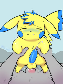 anal anal_orgasm anal_penetration anthro anthro_on_anthro anthro_on_bottom anthro_on_top anthro_penetrated balls bite biting_lip biting_own_lip blonde_hair blue_blush blue_ear_tips blue_hair_tips blue_nose blue_penis blue_tail_tip blush bodily_fluids cum cum_in_ass cum_inside cum_while_penetrated cumshot dipstick_ears dipstick_tail duo ear_markings ears_down ejaculation exclamation_point eyes_closed feet first_person_view fleshlight_position fur genital_fluids genitals grey_body grey_fur hair hands-free hands_on_partner holding_hips larger_male looking_pleasured male male/male male_on_bottom male_on_top male_penetrated male_penetrating male_penetrating_male markings mouth_closed multicolored_ears on_bottom on_top orgasm orgasm_face penetration penile penile_penetration penis penis_in_ass pivoted_ears self_bite sex simultaneous_orgasms size_difference smaller_male smaller_on_top smaller_penetrated smaller_top tail tail_markings teeth throbbing throbbing_penis tremble_spikes yellow_body yellow_head milachu92 nintendo pokemon sparkchu tiberius_magnus domestic_cat felid feline felis generation_1_pokemon mammal pikachu pokemon_(species) 2026 3:4 absurd_res hi_res shaded watermark