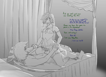 5_fingers 5_toes anal anal_penetration anthro anthro_on_anthro anthro_penetrated anthro_penetrating anthro_penetrating_anthro armwear balls bed big_balls blush blush_lines claws clothed clothing corset cowgirl_position crossdressing dialogue digit_ring duo elbow_gloves erection eyelashes feet femboy finger_claws fingers from_front_position furniture genitals gloves hair hair_over_eye hand_holding handwear head_crest humanoid_genitalia humanoid_penis husband husband_and_husband i_love_you jewelry lingerie long_tail looking_pleasured male male/male male_on_bottom male_on_top married_couple navel nipples nude nude_anthro nude_male on_bed on_bottom on_top penetration penile penile_penetration penis penis_in_ass profanity ring romantic romantic_couple sex short_hair skimpy smile snout spiked_tail spikes spikes_(anatomy) tail tail_around_leg text toes topwear tremble_spikes wedding_ring wings ratherdevious cavemanon_studios snoot_game green_(snoot_game) jack_(snoot_game) baryonyx dinosaur prehistoric_species pterosaur reptile saurischian scalie spinosaurid theropod 11:8 2025 absurd_res black_and_white english_text hi_res monochrome