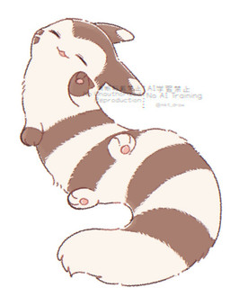 ambiguous_gender brown_body brown_fur ears_back eyes_closed facial_markings feral fur head_markings head_tilt kemono markings open_:3 open_mouth pawpads paws pivoted_ears simple_background solo tail tan_body tan_fur text tuft white_background mkt nintendo pokemon furret generation_2_pokemon pokemon_(species) 2026 artist_name digital_media_(artwork) english_text watermark