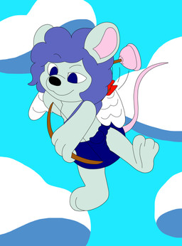 3_toes 4_fingers abdl androgynous anthro arrow_(weapon) belly big_diaper black_nose blue_diaper blue_eyes blue_hair bow_(weapon) clean_diaper cloth_diaper clothed clothing cloud cloudy_sky concentrating concentration cupid's_arrow curly_hair detailed_background diaper diaper_fetish diaper_only eyebrow_through_hair eyebrows feathered_wings feathers feet femboy fingers flying fur furless_tail green_arms green_belly green_body green_chest green_ears green_face green_feet green_fur green_hands green_legs green_neck green_paws green_snout green_torso hair handpaw hindpaw holding_arrow holding_bow_(weapon) holding_object holding_ranged_weapon holding_weapon holidays iconography long_tail looking_at_another male messy_hair midair motion_lines mouse_ears mouse_tail multicolored_ears path_lines paws pink_inner_ear pink_tail quiver_(object) raised_eyebrow raised_leg raised_tail ranged_weapon reaching_back reaching_for_weapon rodent_ears rodent_tail shoulder_length_hair sky skyscape solo suction_cup tail tied_cloth_diaper tied_diaper tied_knot toes topless translucent translucent_hair wavy_hair weapon wearing_diaper white_body white_feathers white_wings wings agumonofalchemy valentine's_day cupid hal_cotta mammal mouse murid murine rodent colored digital_drawing_(artwork) digital_media_(artwork) hi_res nonbinary_(lore)