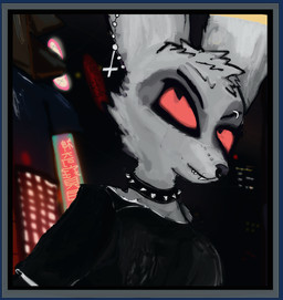 alternative_fashion anthro anthrofied armwear big_breasts black_armwear black_clothing black_collar black_eyebrows black_eyeliner black_eyeshadow black_shirt black_topwear border breasts cheek_tuft city city_background city_lights cityscape clothing collar cross ear_piercing ears_up eyebrow_piercing eyebrows eyelashes eyeliner eyes_up eyeshadow facial_piercing facial_tuft fangs female fur furgonomic_piercing furgonomics goth grey_body grey_fur head_tuft inverted_cross jewelry lip_piercing looking_at_viewer makeup markings mole_(marking) mood_lighting muzzle_piercing neon neon_lights neon_sign night nose_piercing nose_ring outside piercing pupils red_eyes ring_piercing sharp_teeth shirt sign slit_pupils smile smiling_at_viewer snout solo spiked_collar spikes teeth text topwear transparent_border tuft urban goth_umbreon_fan nintendo pokemon lydia_brat eeveelution generation_2_pokemon mammal pokemon_(species) umbreon alpha_channel chinese_text digital_drawing_(artwork) digital_media_(artwork) hi_res