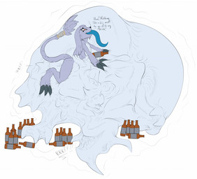alcohol anthro beer beer_bottle beverage body_outline bottle casual_vore container digestion drunk implied_fatal large_prey male muffled multiple_prey predator/prey size_difference soft_vore solo squirming substance_intoxication swallowing tight_belly tight_bulges vore conditional_dnp samagthrav2 bandai_namco digimon kay_(lord_mitchell) digimon_(species) flamedramon gazimon greymon human mammal shoutmon implied_violence