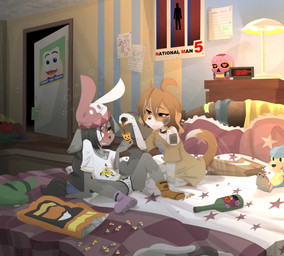 alcohol anthro beverage bottomwear bow_panties bow_underwear clothed clothing colored_edge_panties colored_edge_underwear drunk duo female hair loli panties pattern_bottomwear pattern_clothing pattern_panties pattern_underwear striped_bottomwear striped_clothing striped_panties striped_underwear stripes substance_intoxication underwear white_clothing white_panties white_underwear young young_anthro gothbunnyboy ketzio disney gravity_falls sega sonic_the_hedgehog_(series) bill_cipher ree viola canid canine canis domestic_dog mammal absurd_res hi_res