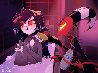 age_difference anthro bath bathing bathing_another bathroom bathtub beak breasts chest_tuft clothed clothed_male clothing duo eyebrows featureless_breasts featureless_chest female fingers flat_chested glowing glowing_eyes male male/female nude nude_female on_model red_eyes scrubbing soap soap_bubbles sponge tuft wet wet_body yellow_eyes younger_female alopez hellaverse helluva_boss blitzo_(helluva_boss) octavia_(helluva_boss) avian bird demon humanoid imp owl owl_demon 2025 digital_media_(artwork) hi_res young_(lore)