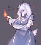 anthro big_breasts biped blush boss_monster_(undertale) bovid breast_rest breasts caprine clothed clothing crossed_arms dk- english_text female heart_symbol horn looking_at_viewer mammal simple_background solo standing text toriel undertale undertale_(series)