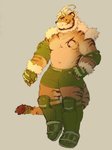 anthro belly bottomwear clothing humanoid_hands kemono male shorts simple_background slightly_chubby solo baku_hosamo lifewonders tokyo_afterschool_summoners hombre_tigre_(tas) felid mammal pantherine tiger 2020 hi_res