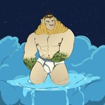 abs anthro clothing cloud genitals male muscular muscular_anthro muscular_male night nipples pecs penis pubes scales solo underwear water inkstripes_jc adventure_time cartoon_network vampire_king felid hybrid lion mammal pantherine vampire 1:1