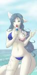 anthro bikini candy clothing dessert female food holding_candy holding_food holding_lollipop holding_object lollipop solo swimwear two-piece_swimsuit united_states_of_america water dossun canid canine canis mammal wolf 1:2 hi_res