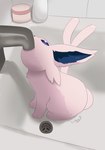 acting_like_a_cat ambiguous_gender bathtub digitigrade faucet feral forked_tail fur object_in_mouth pink_body pink_fur purple_eyes quadruped solo tail thirsty unusual_anatomy unusual_tail tl_peng nintendo pokemon eeveelution espeon generation_2_pokemon pokemon_(species) 2024 digital_media_(artwork) hi_res